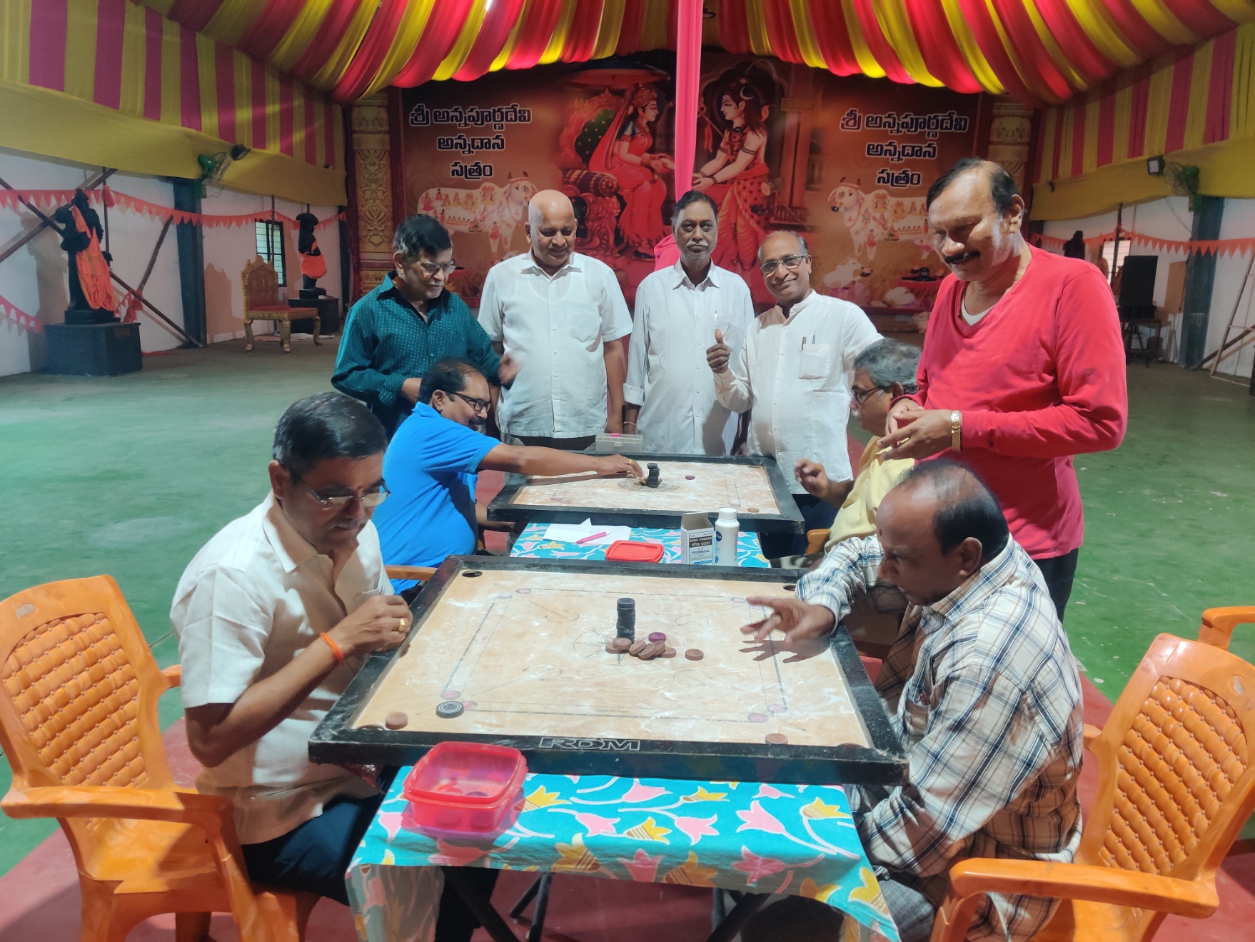 In part of Independenceday celebrations, carroms compitition was conducted on 12th August 2023 in the premisis of Ramalayam temple,HTC.